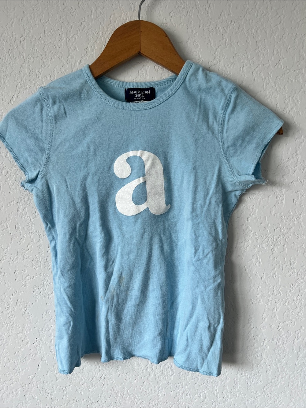 Vintage Y2K Light Blue Letter “a” Tee